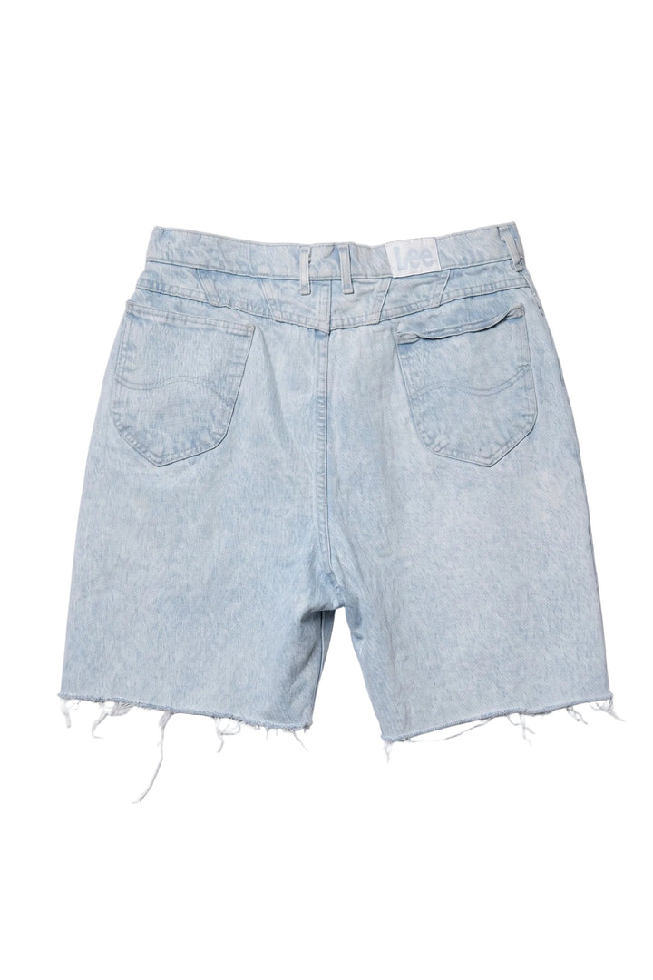 Lee Light Wash Vintage Longline Raw Hem Denim Shorts