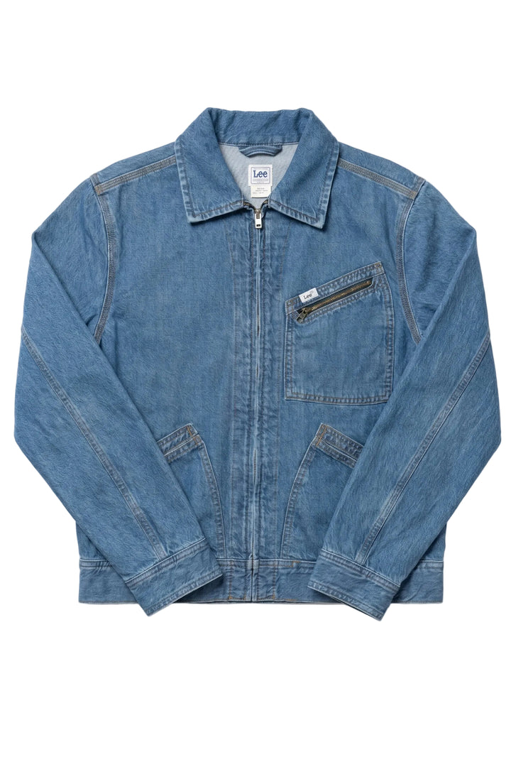 Vintage Style Lee Front Zip Denim Jacket with Utility Pocket