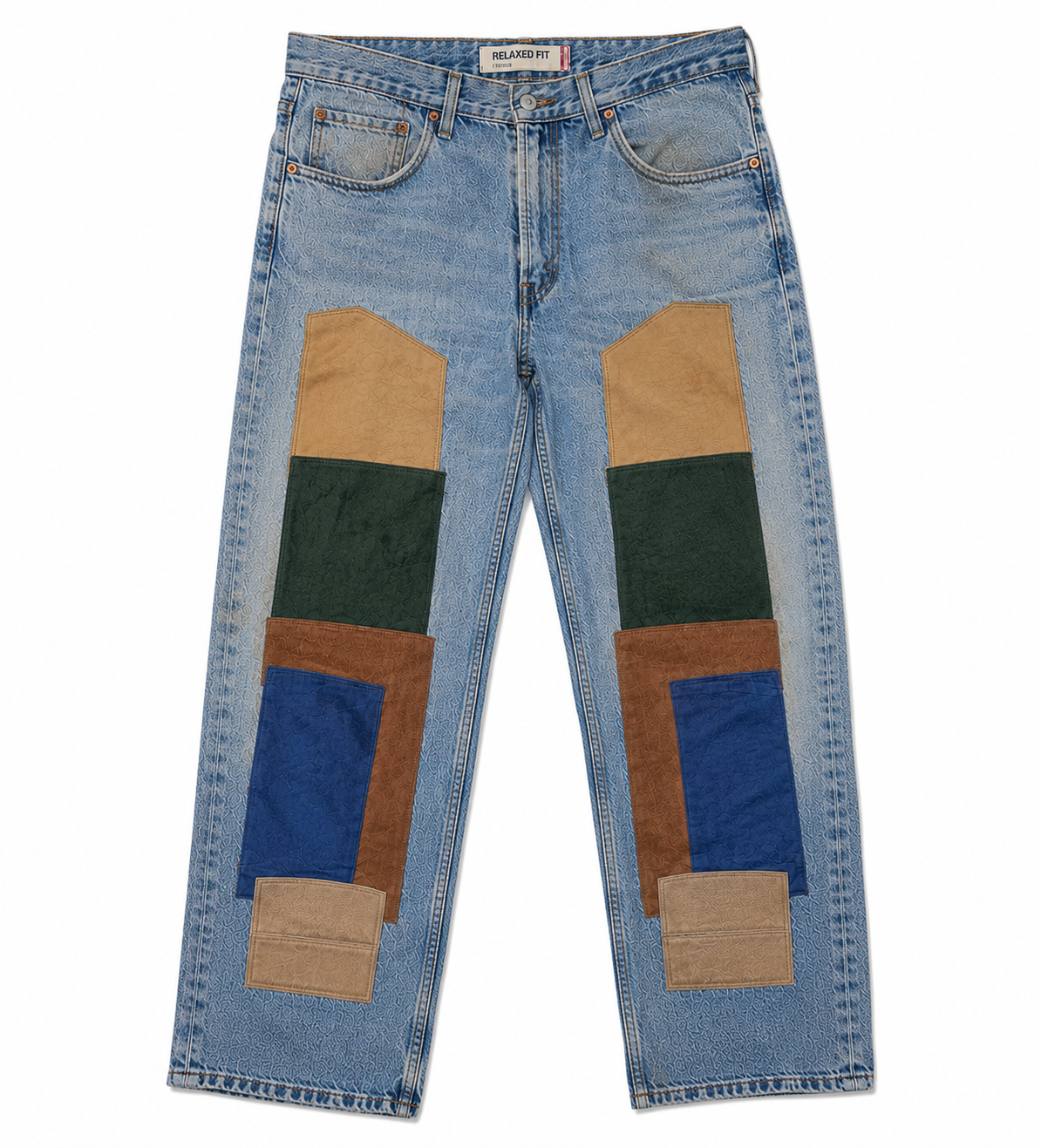 Levi's Light Wash Reworked Suede Panel Jeans
