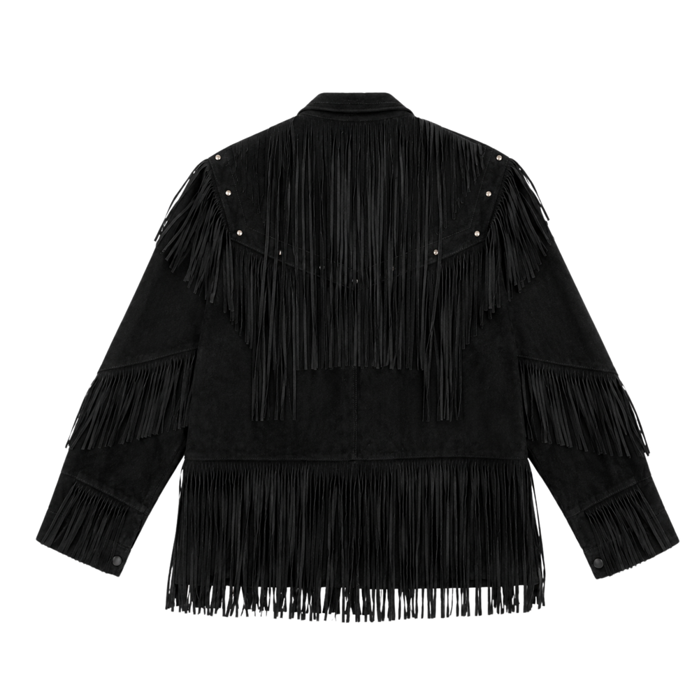 G-III Vintage Silver Stud Suede Fringe Western Jacket