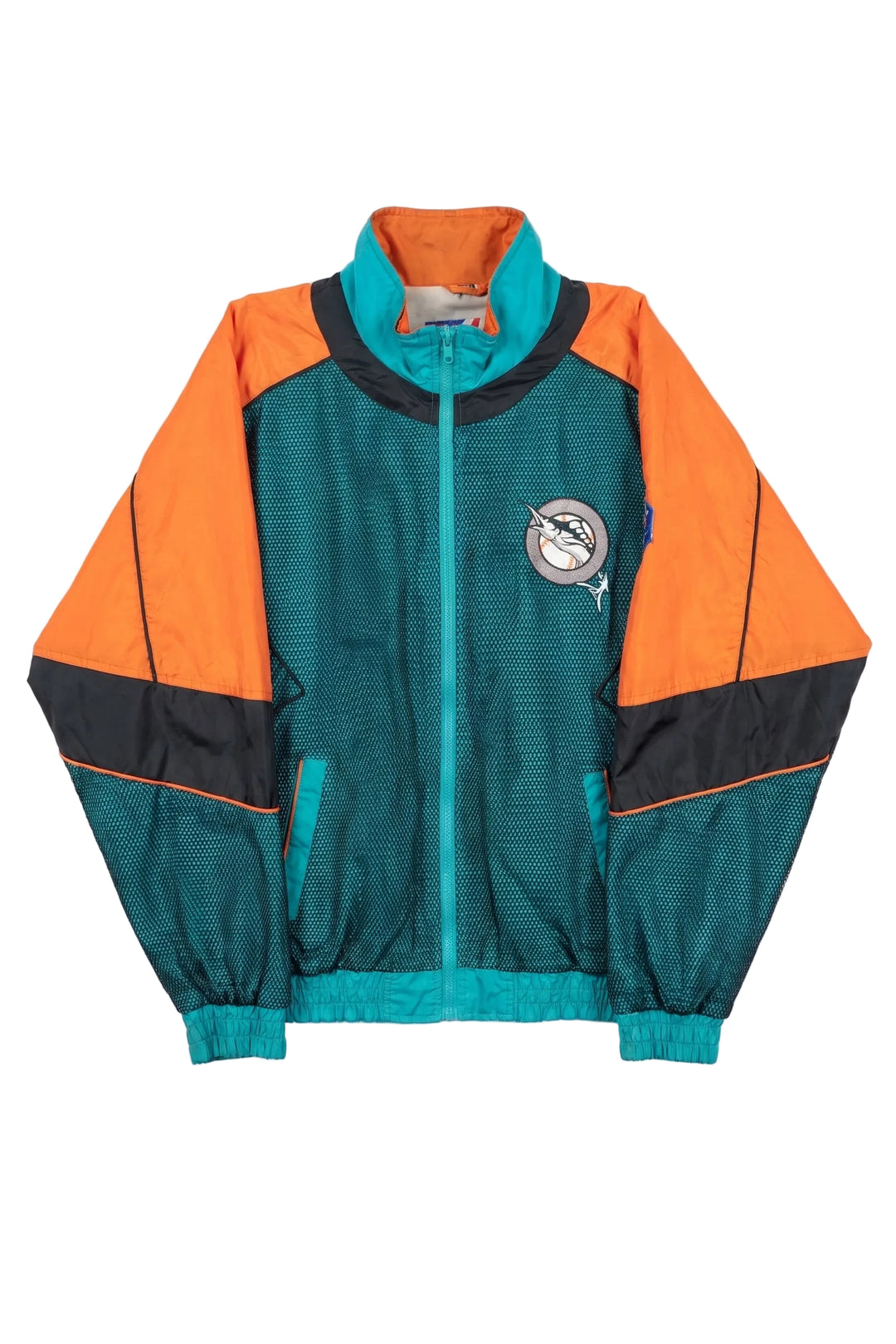 Vintage Florida Marlins MLB Orange and Teal Windbreaker