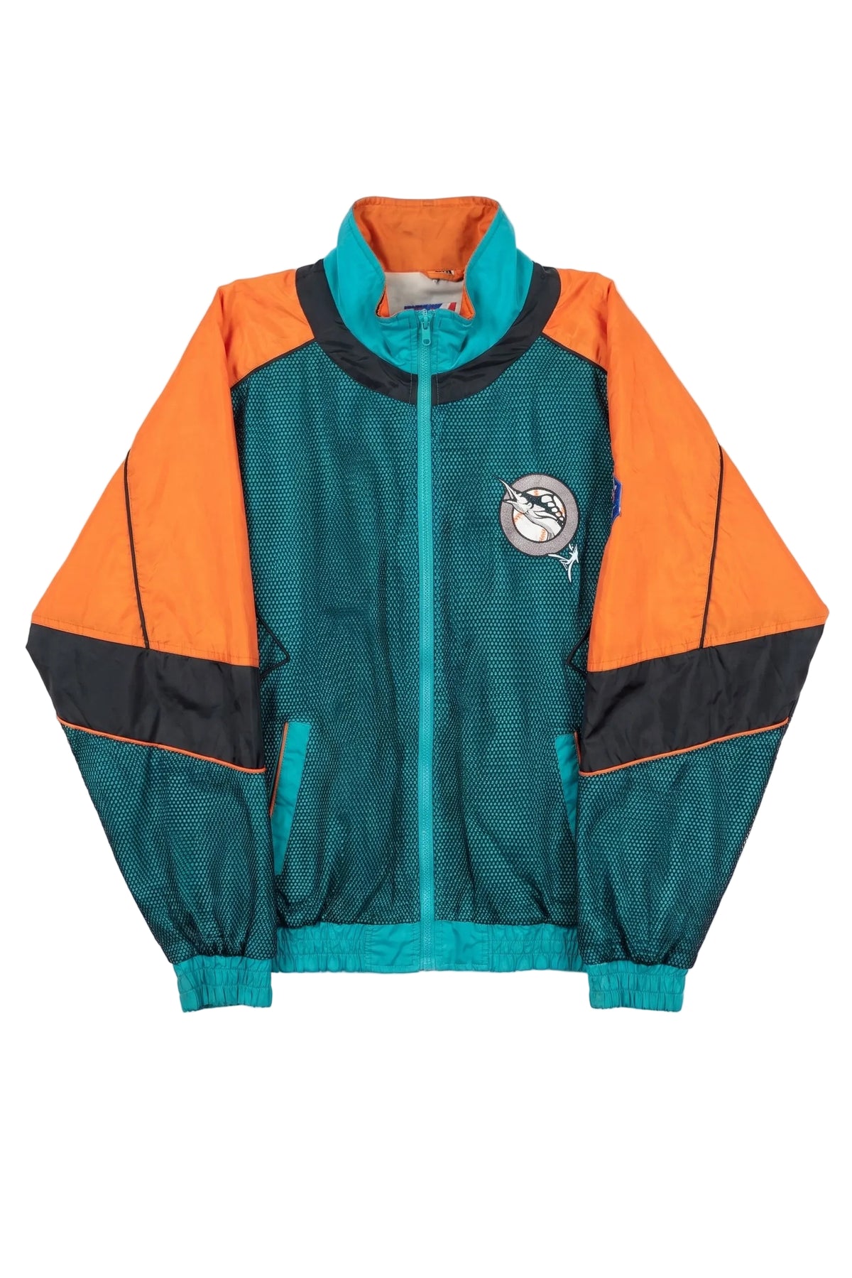Vintage Florida Marlins MLB Orange and Teal Windbreaker