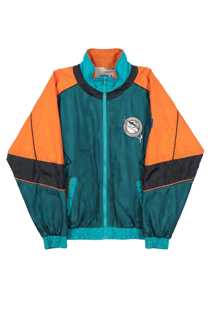 Vintage Florida Marlins MLB Orange and Teal Windbreaker