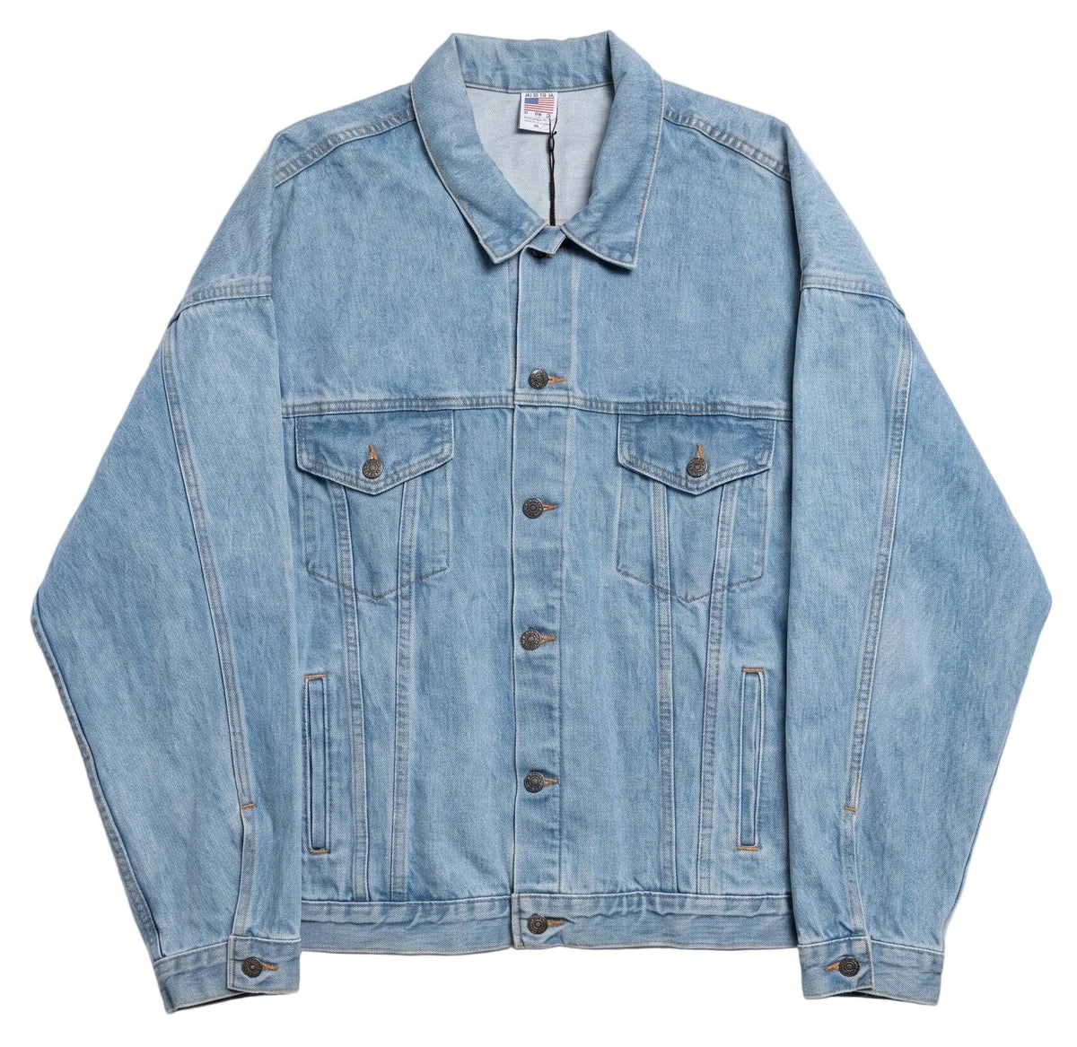 Blue denim jacket on a white background