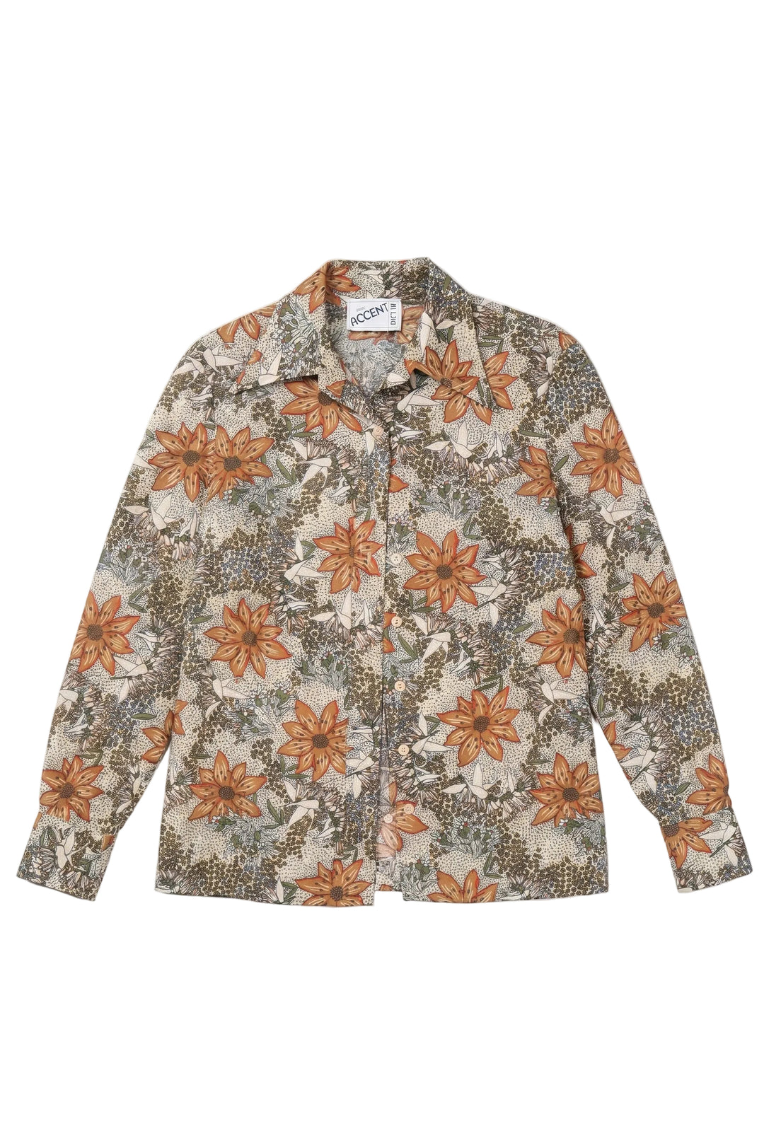 Vintage Miss Accent Floral Button-Up Blouse