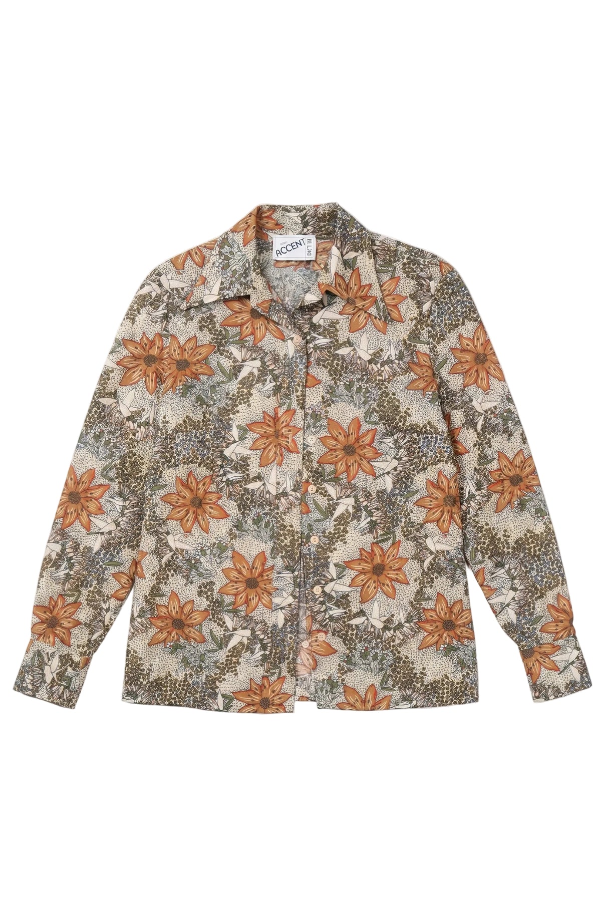Vintage Miss Accent Floral Button-Up Blouse