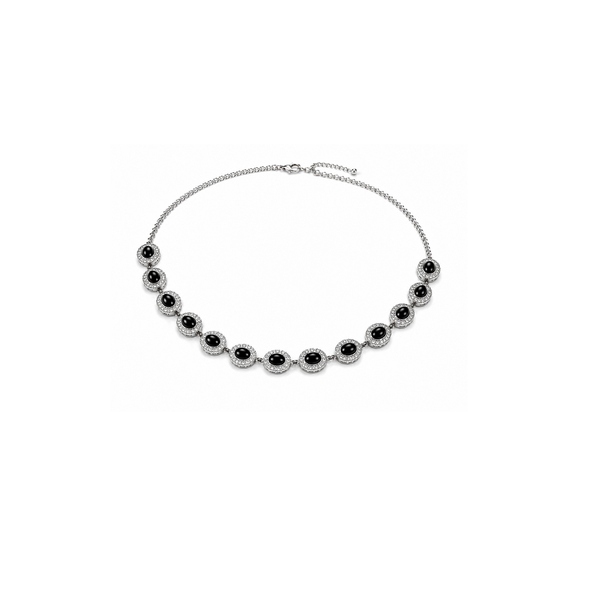 Vintage Publishers Clearing House Jewelry Set Silvertone Black Cobachon Necklace Bracelet Earrings