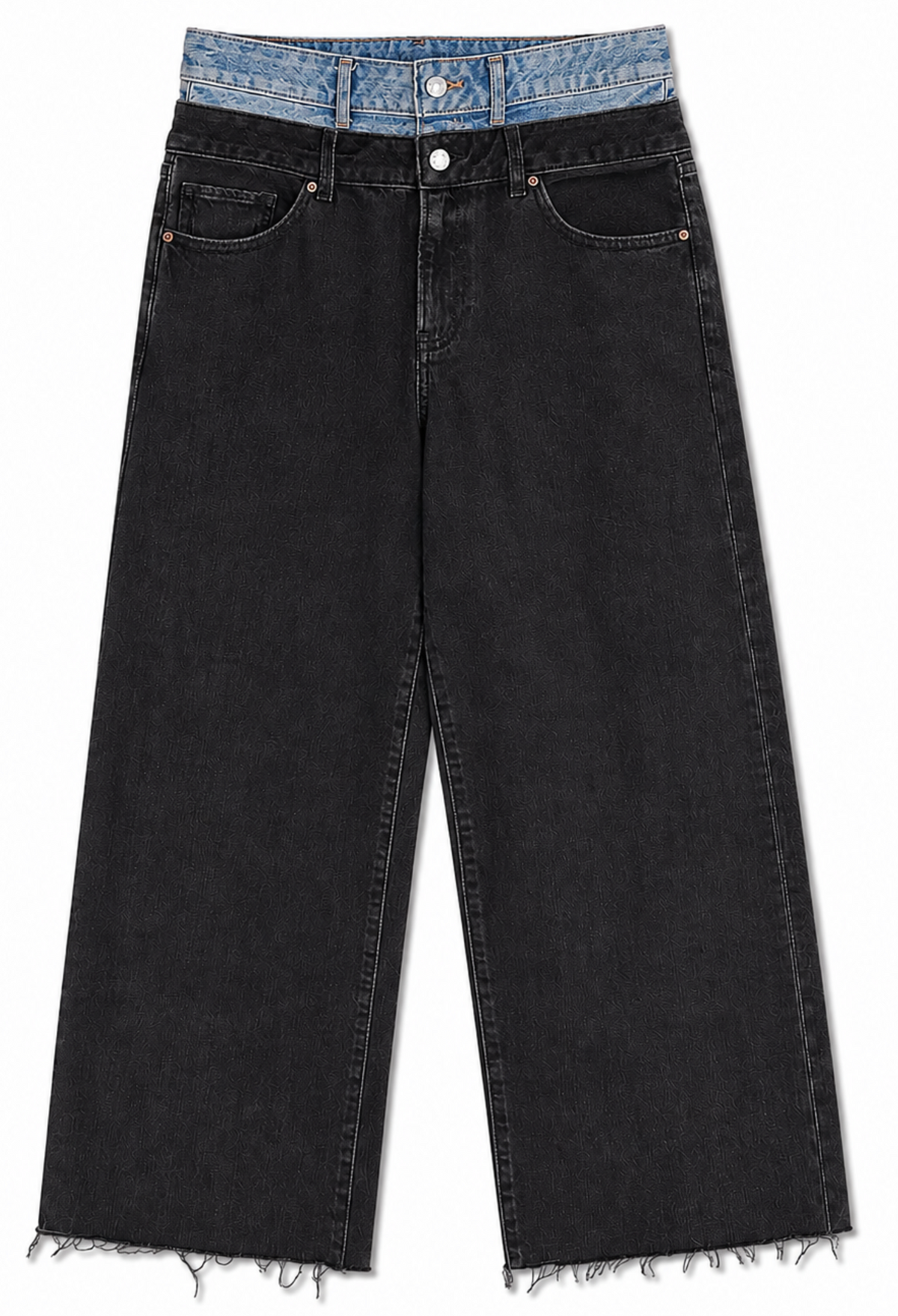 Express Blue Waist 'Double Denim' Black Denim Pants