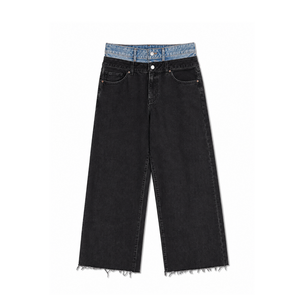 Express Blue Waist 'Double Denim' Black Denim Pants