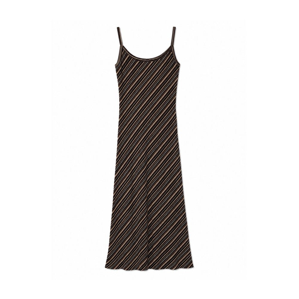 Carol Brown & White Striped Maxi Dress