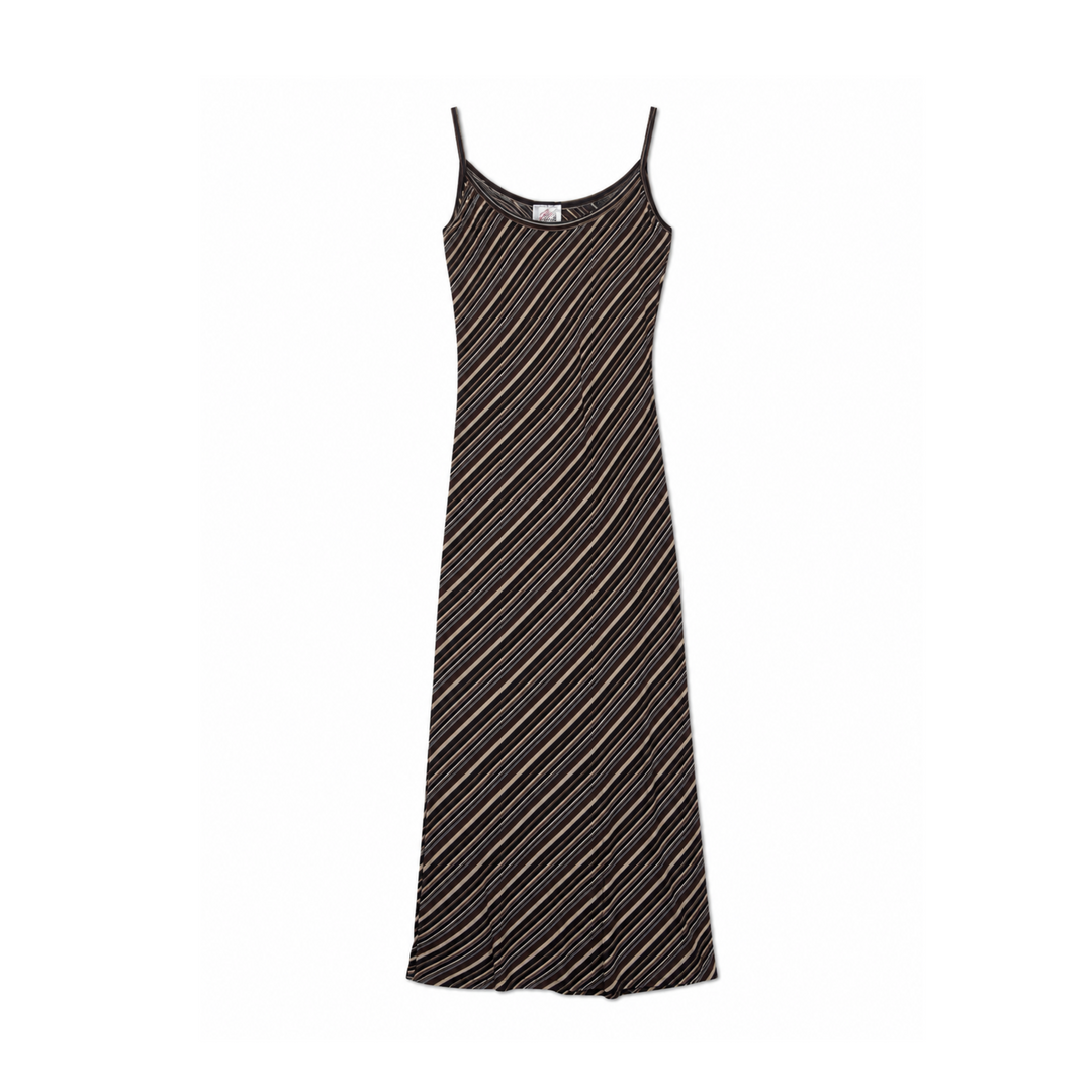 Carol Brown &amp; White Striped Maxi Dress