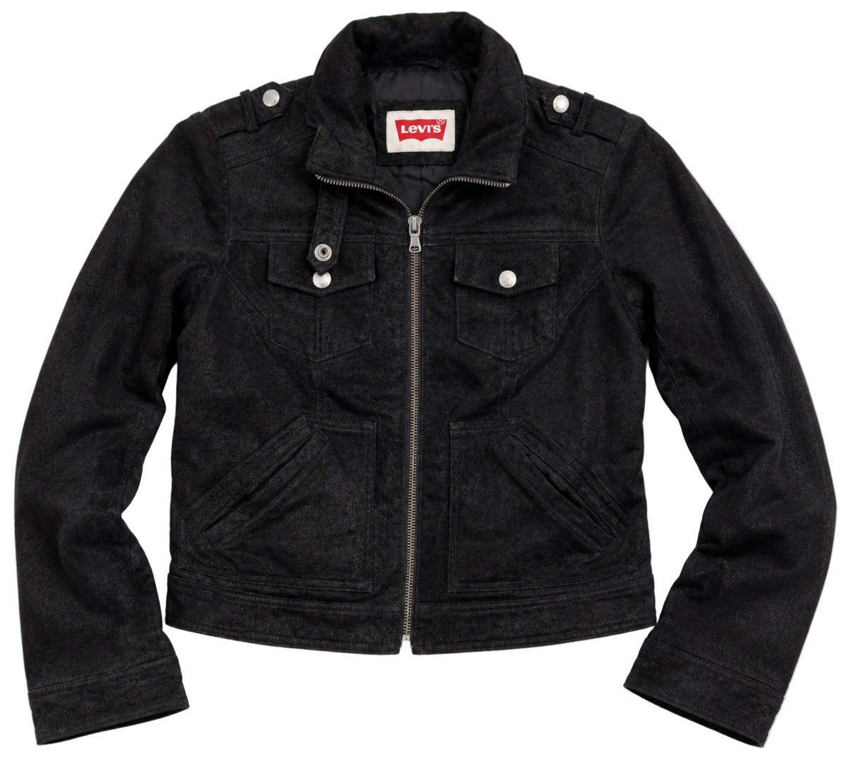 Levi's Black Genuine Leather Moto-Style Cropped Jacket