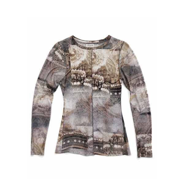 Ted Baker Grey/Yellow Sheer Graphic Long Sleeve Shirt