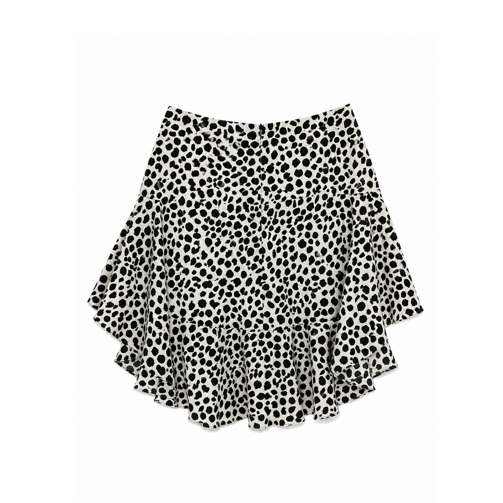 Chloe Black & White Polkadot Ruffle Button Skirt