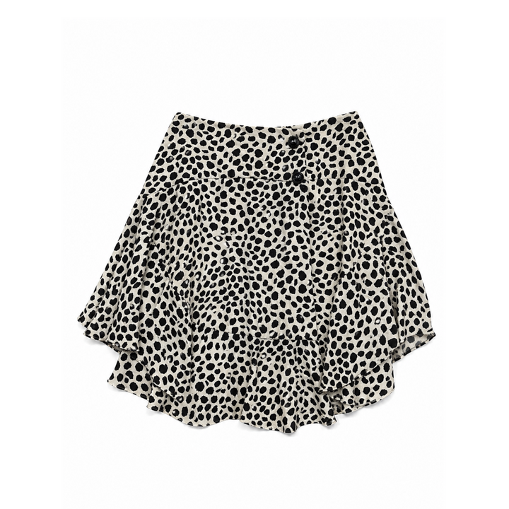Chloe Black &amp; White Polkadot Ruffle Button Skirt
