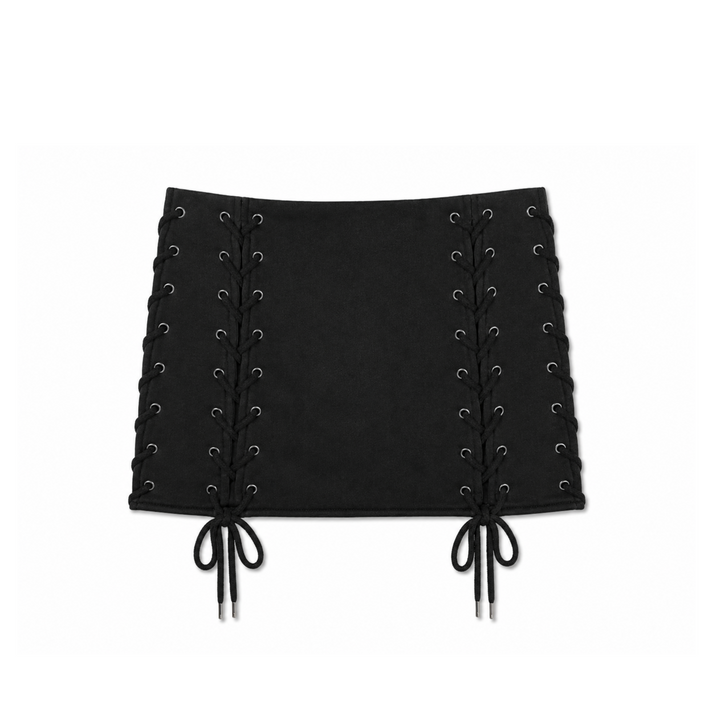 Hidden Cult Charcoal Gray Lace-Up Mini Skirt