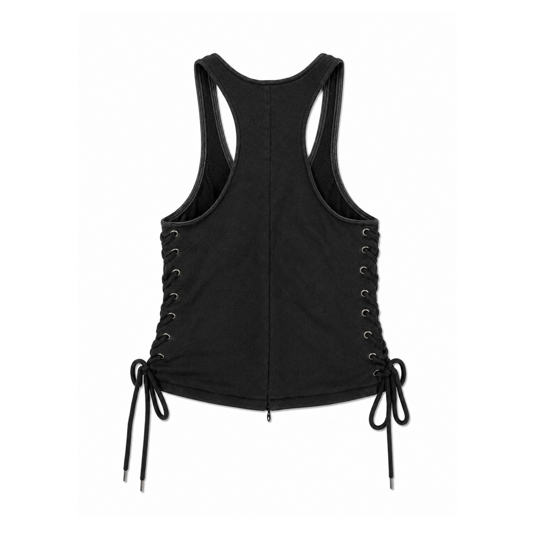 Hidden Cult Charcoal Gray Zip Up Corset Top