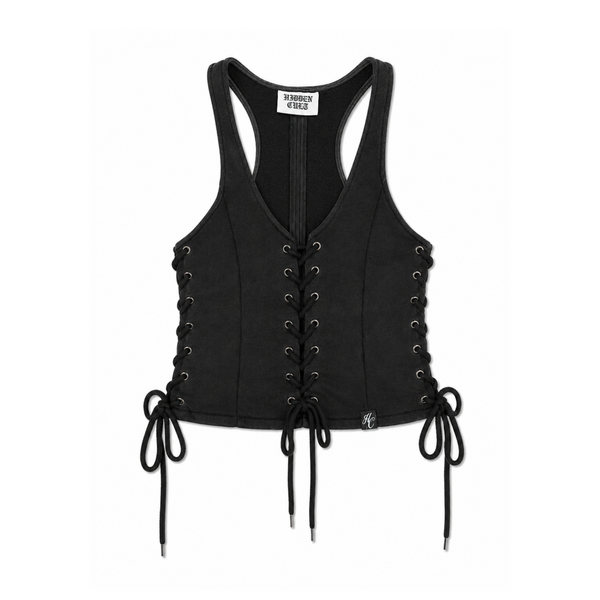 Hidden Cult Charcoal Gray Zip Up Corset Top