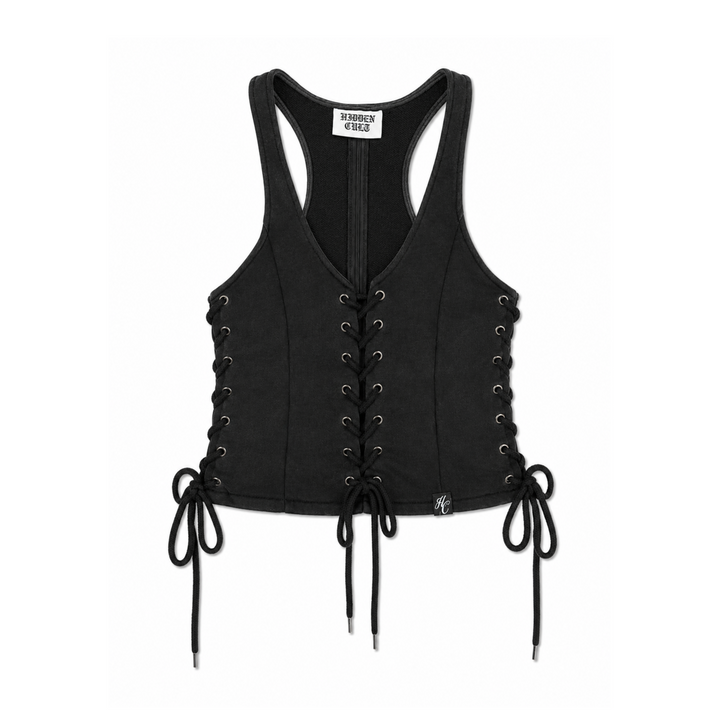 Hidden Cult Charcoal Gray Zip Up Corset Top