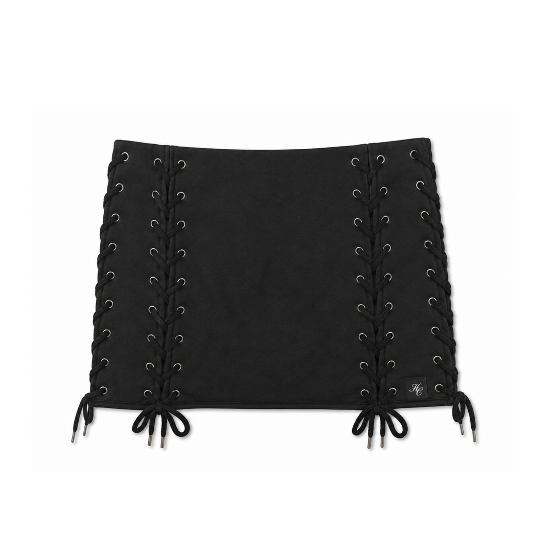 Hidden Cult Charcoal Gray Lace-Up Mini Skirt
