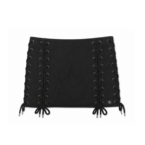 Hidden Cult Charcoal Gray Lace-Up Mini Skirt