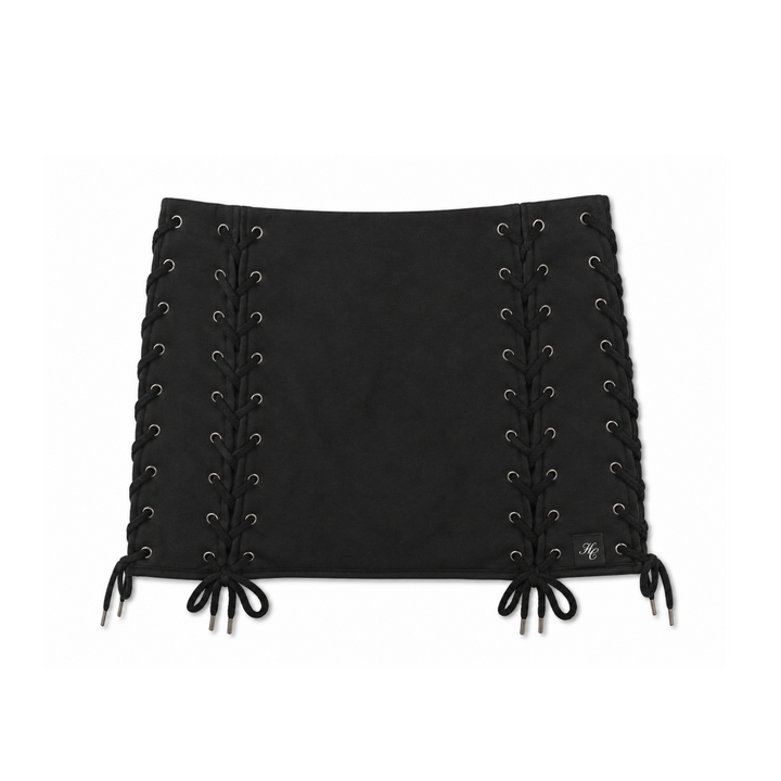 Hidden Cult Charcoal Gray Lace-Up Mini Skirt