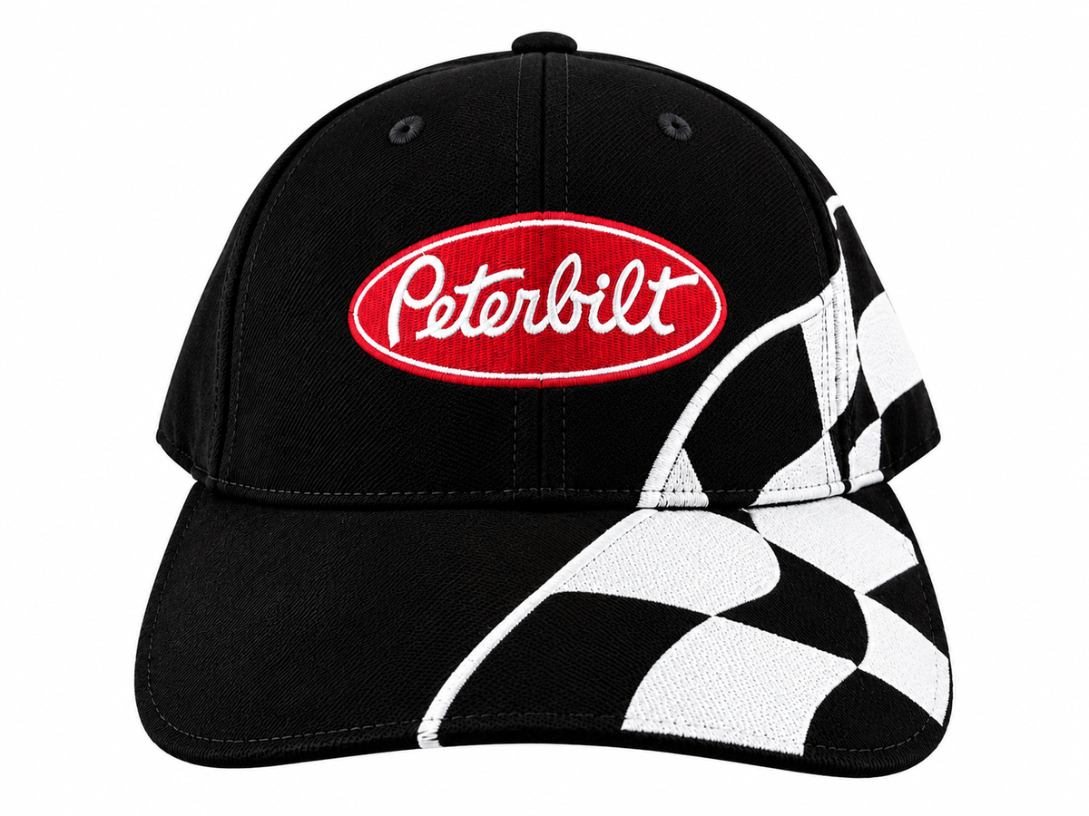 Black Suede-Style 'Peterbilt' Racing Hat