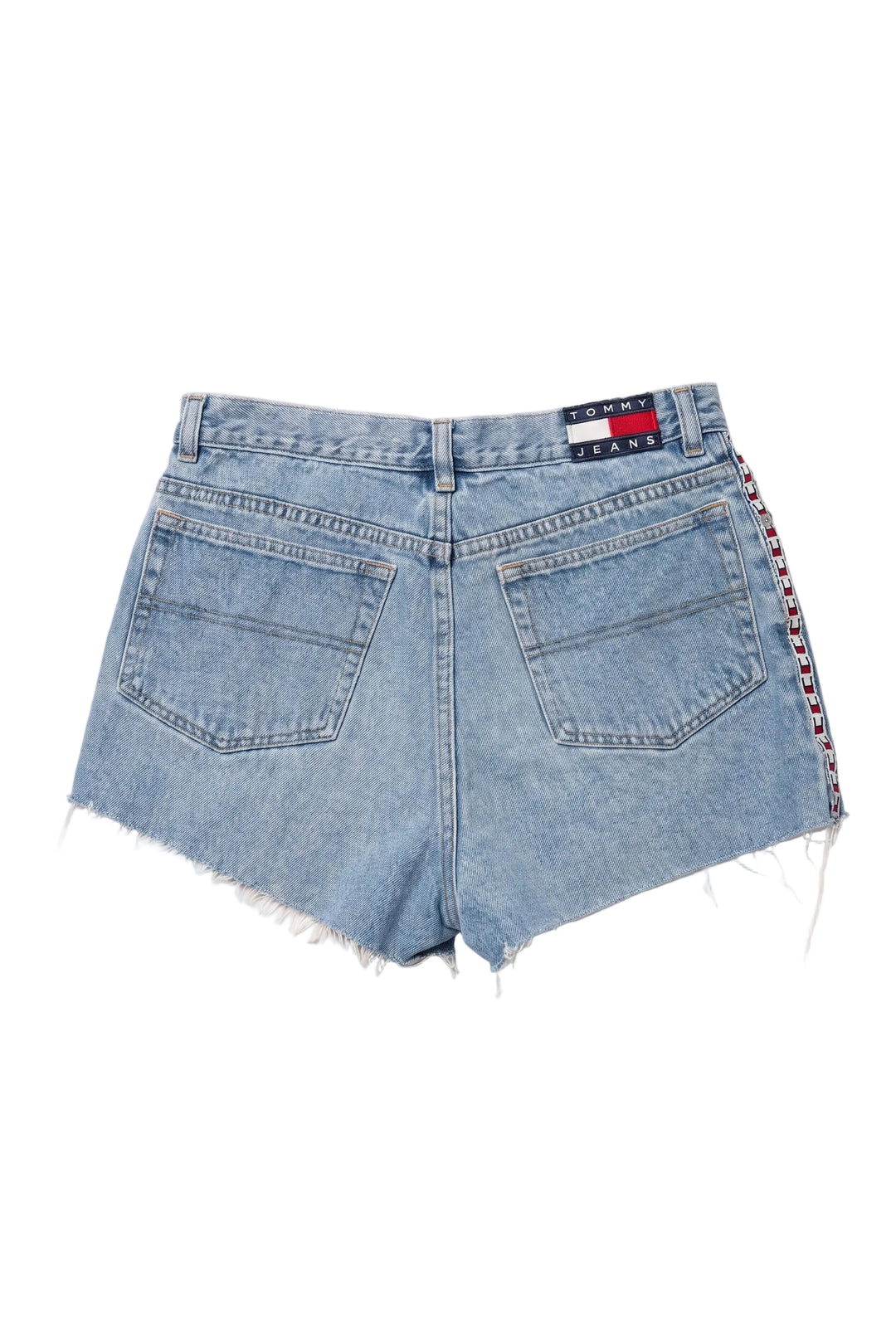 Tommy Hilfiger Vintage Flag Tape Raw Hem Denim Shorts