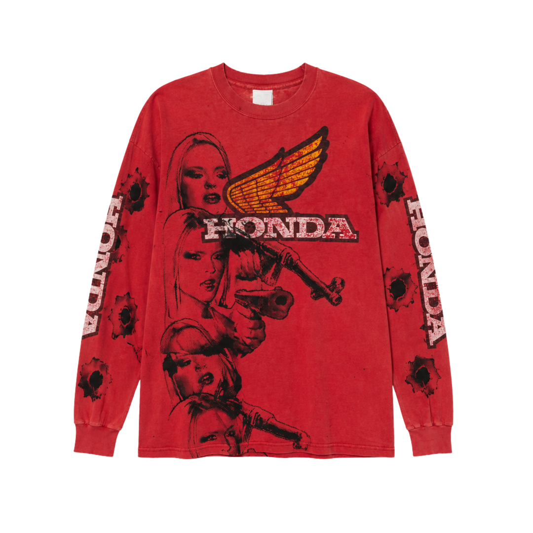 Red Honda Y2K Graphic Streetwear Tee