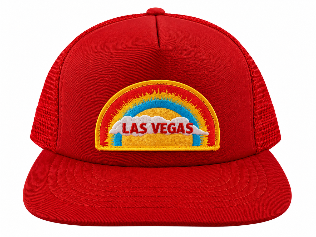 80s 'Las Vegas' Red Foam Trucker Hat