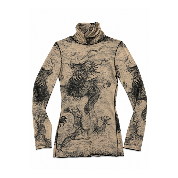 Jean Paul Gaultier Black & Nude Sheer 'Dragon' Graphic Long Sleeve Shirt