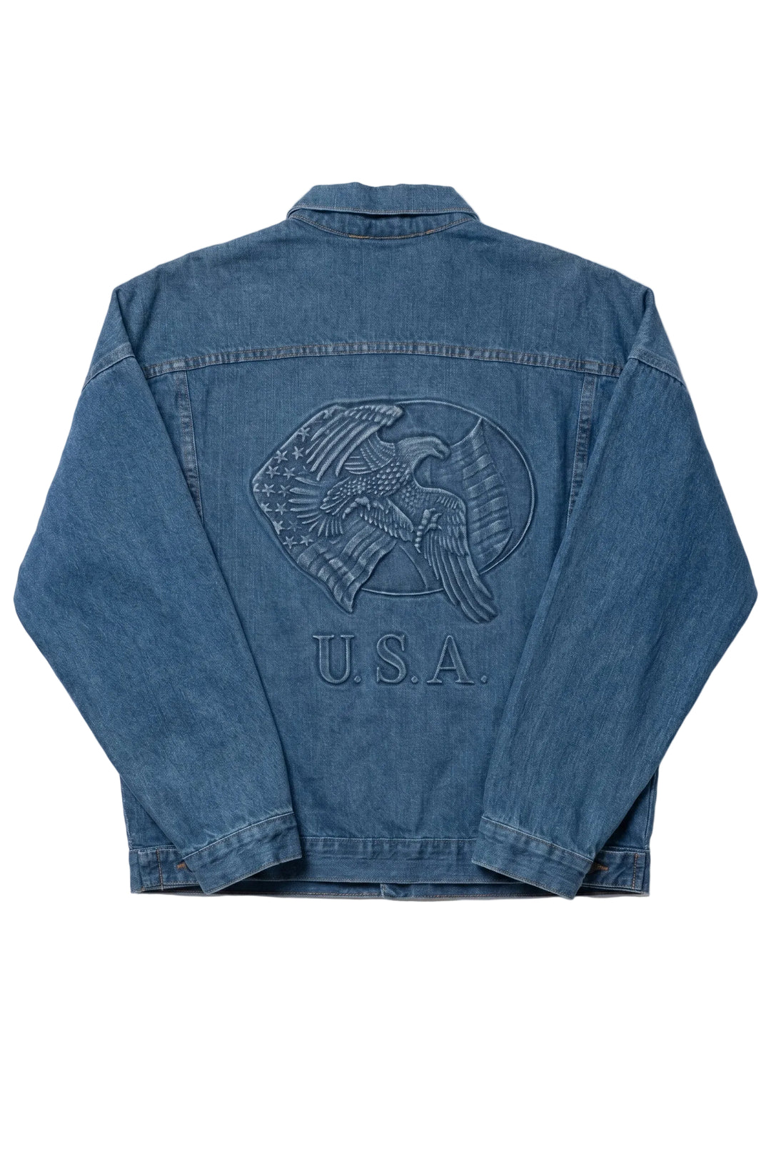 Vintage USA Embossed Eagle And American Flag Denim Jacket