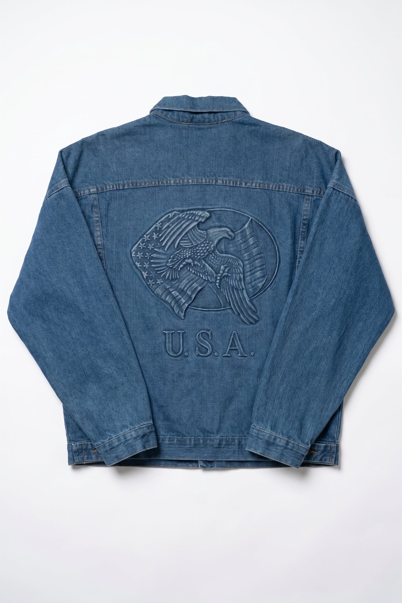 Vintage USA Embossed Eagle And American Flag Denim Jacket