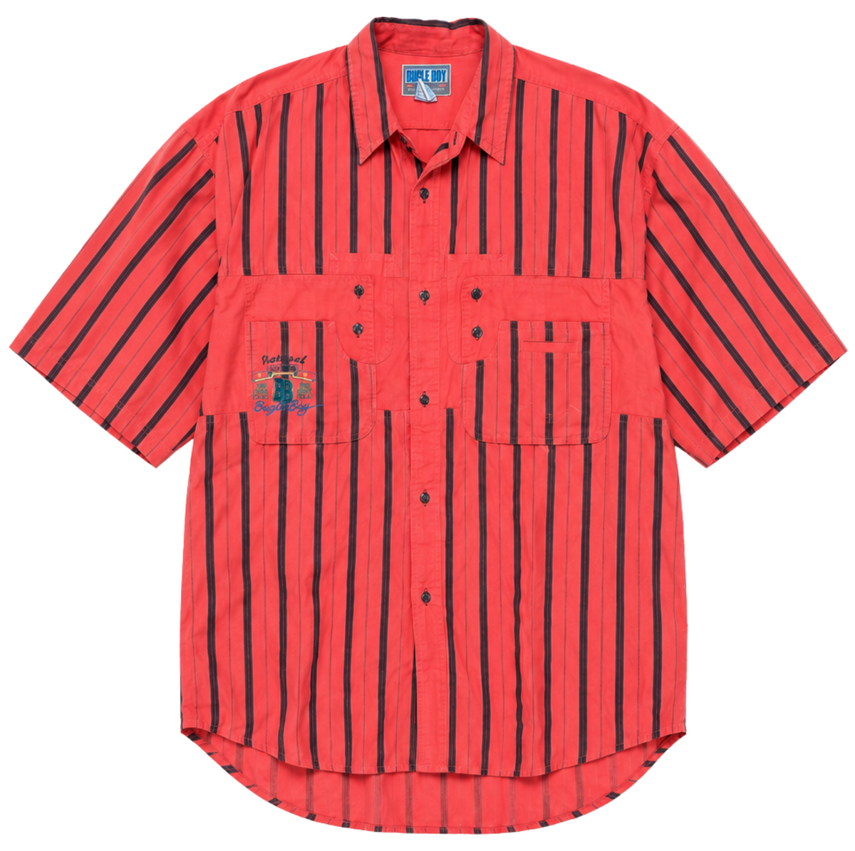 Vintage Bugle Boy Salmon Short Sleeve Button Up Shirt