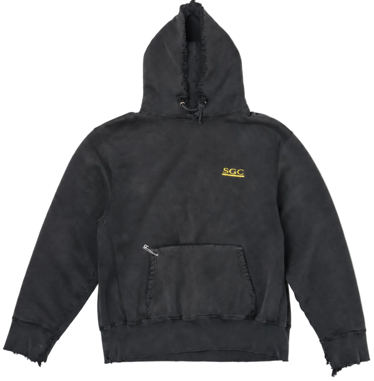 Distressed 'SGC' Faded Black Hoodie