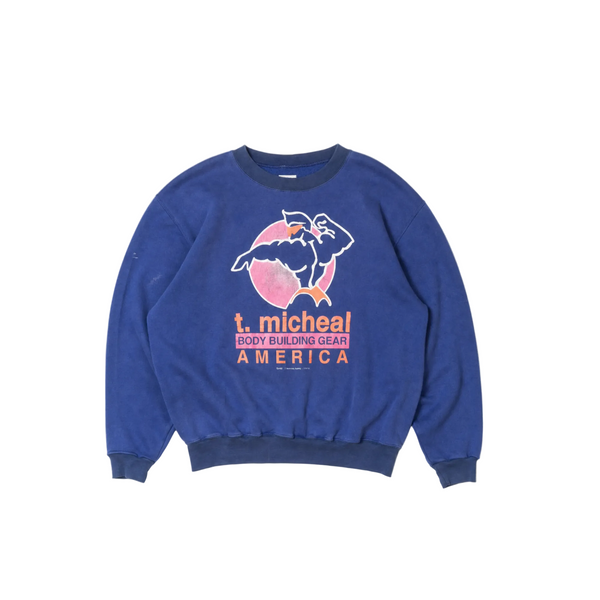 Vintage 1990 T. Michael Body Building Blue Crewneck
