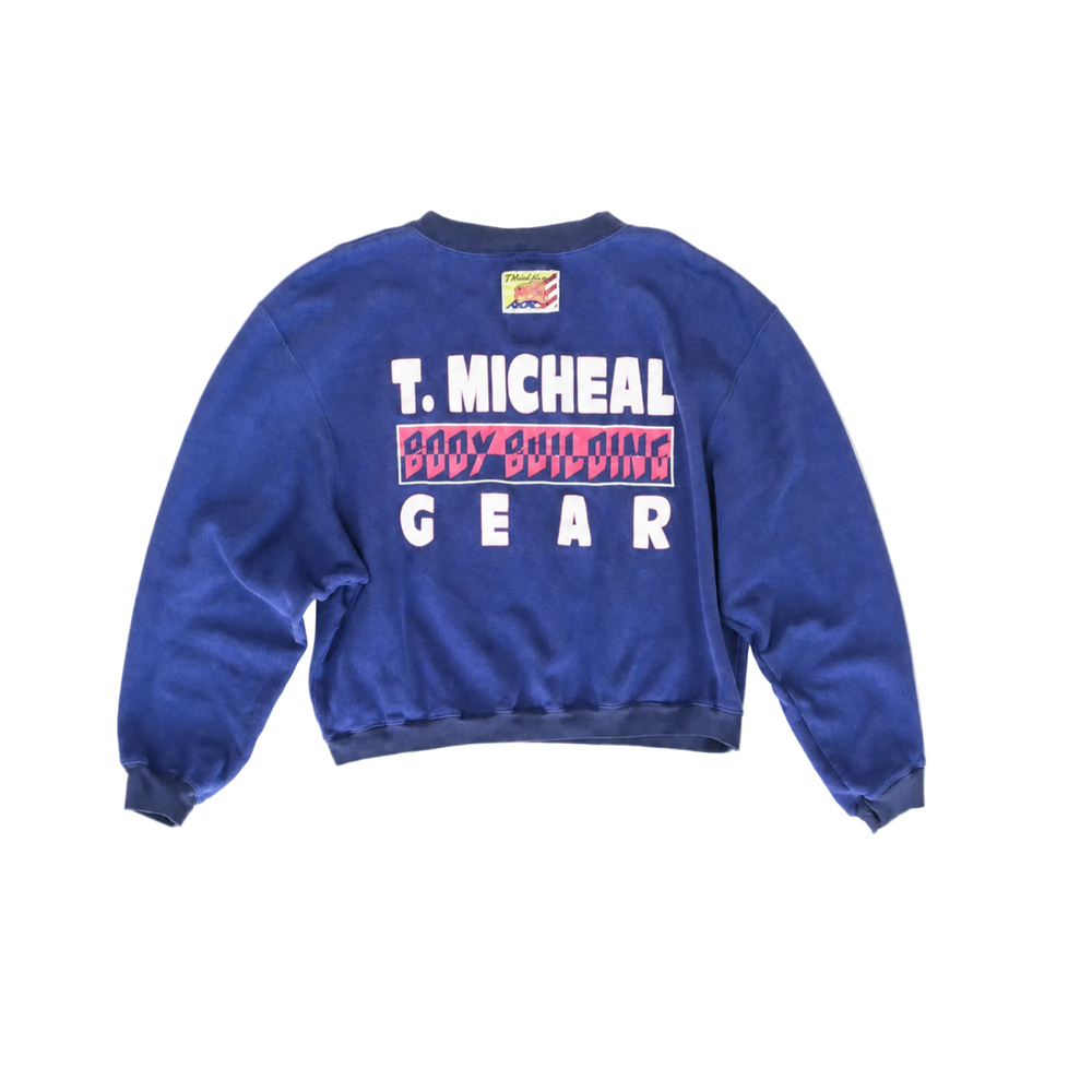 Vintage 1990 T. Michael Body Building Blue Crewneck