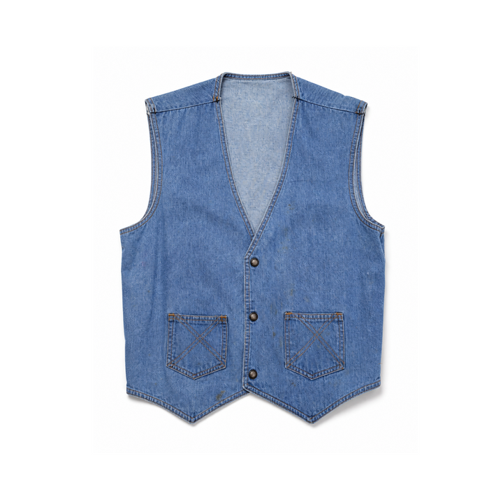 Vintage Denim Oversized Button Front Western Trucker Vest