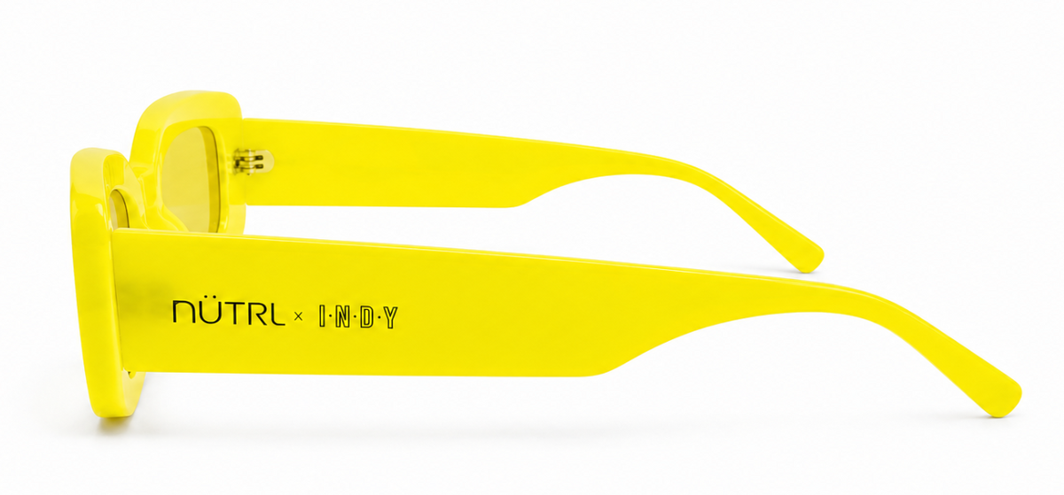 NÜTRL x INDY Yellow Rectangular Sunglasses