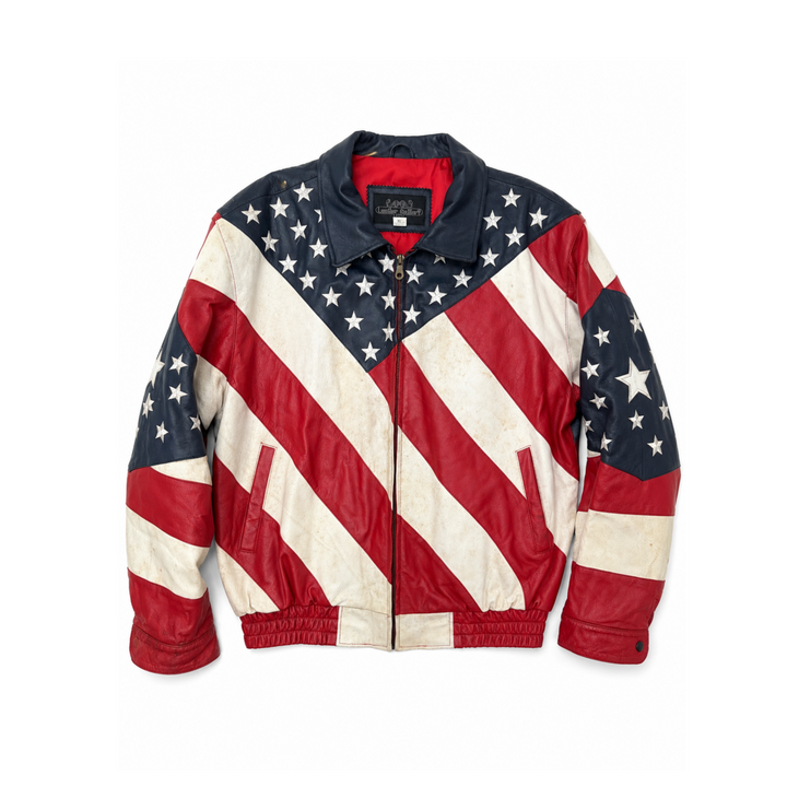 Vintage American Flag USA Leather Jacket