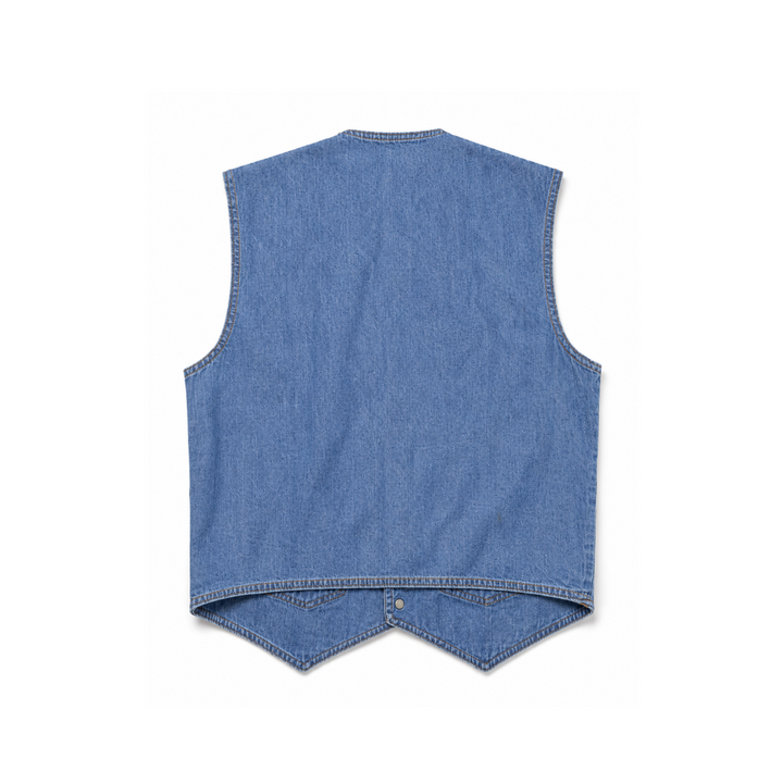 Vintage Denim Oversized Button Front Western Trucker Vest