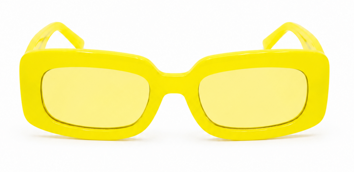 NÜTRL x INDY Yellow Rectangular Sunglasses
