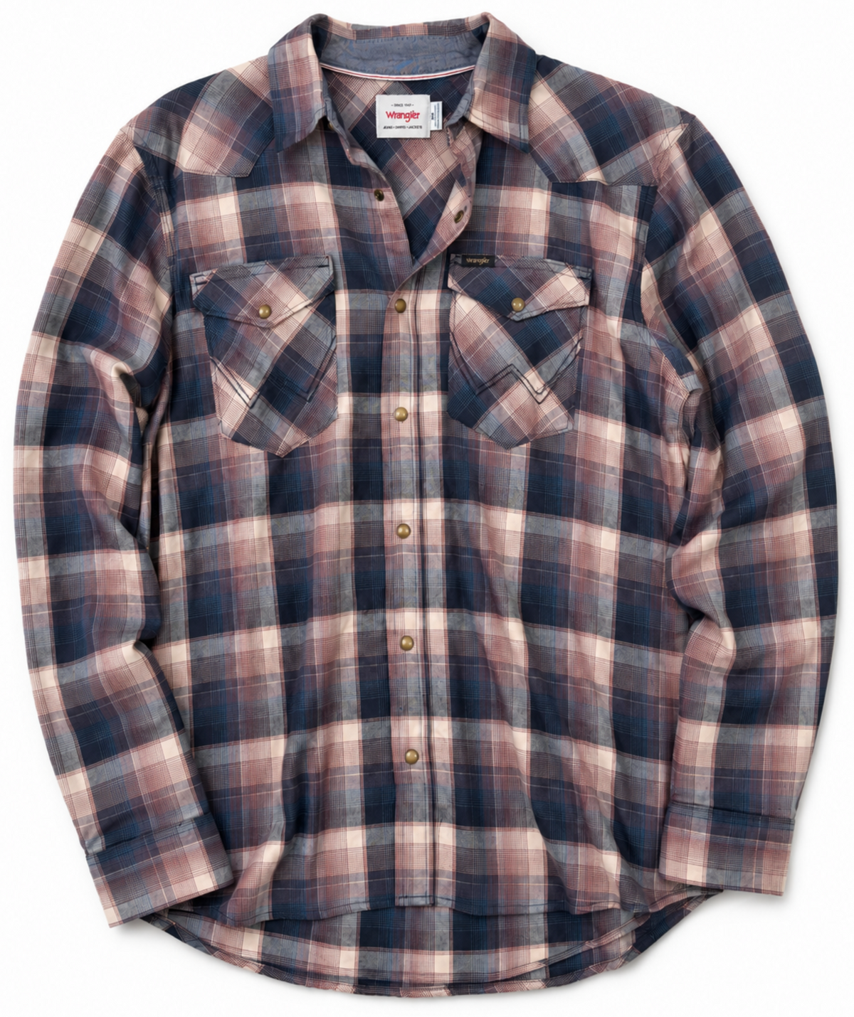 Wrangler Pearl Snap Plaid Western Flannel Shirt