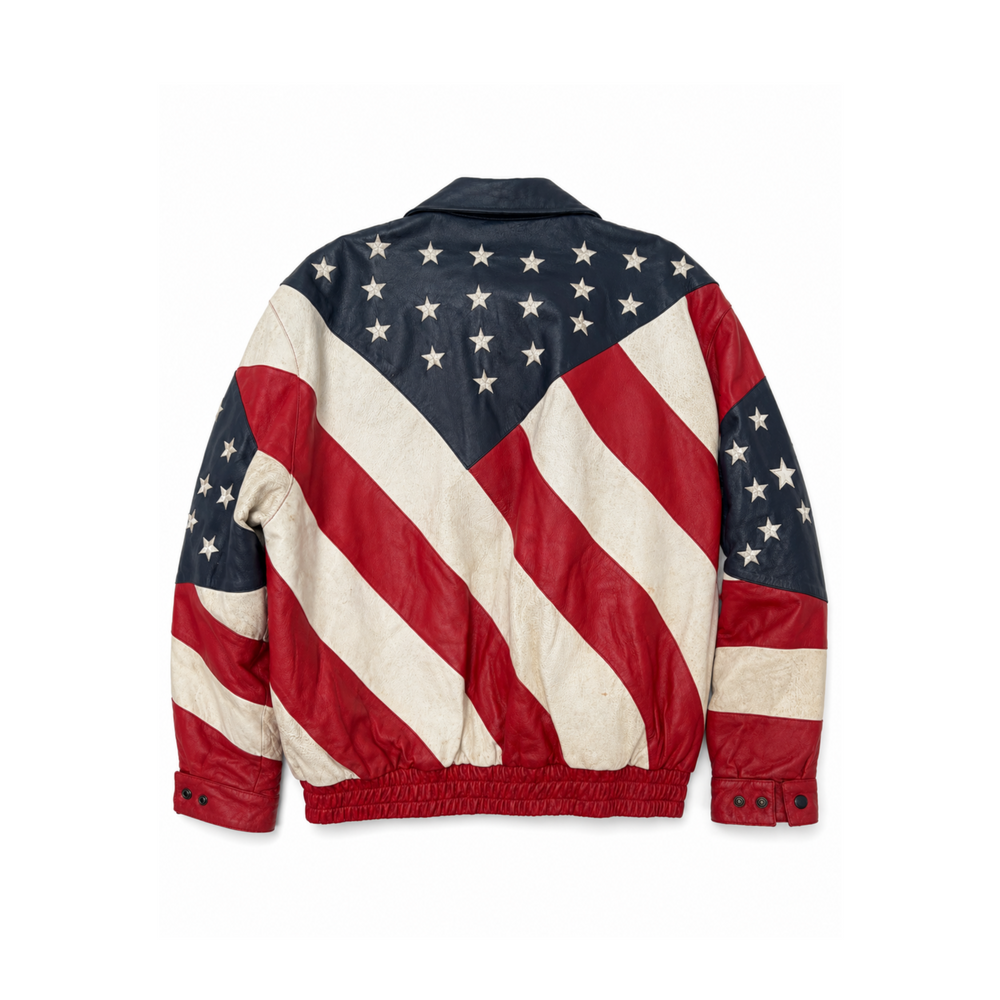 Vintage American Flag USA Leather Jacket