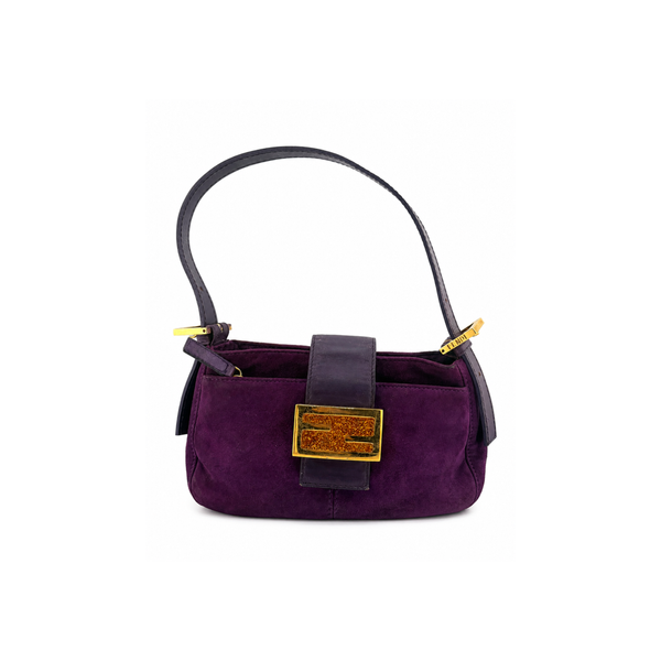 Purple & Gold Fendi 'Baguette Oversized Buckle' Shoulder Purse