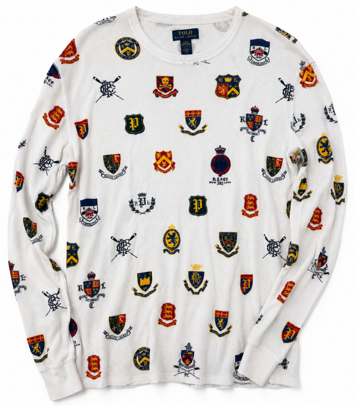 Ralph Lauren Thermal Crest Pattern Waffle Long Sleeve Shirt