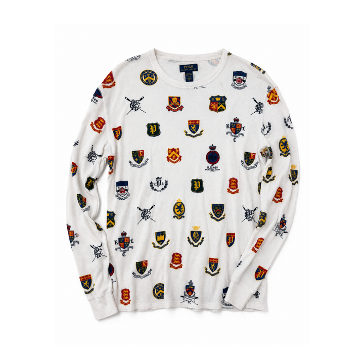 Ralph Lauren Thermal Crest Pattern Waffle Long Sleeve Shirt