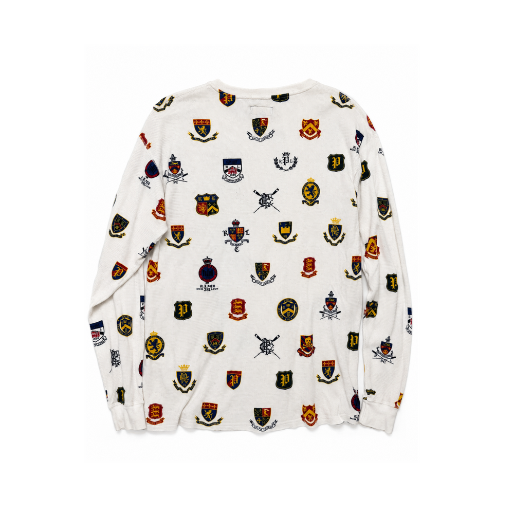 Ralph Lauren Thermal Crest Pattern Waffle Long Sleeve Shirt