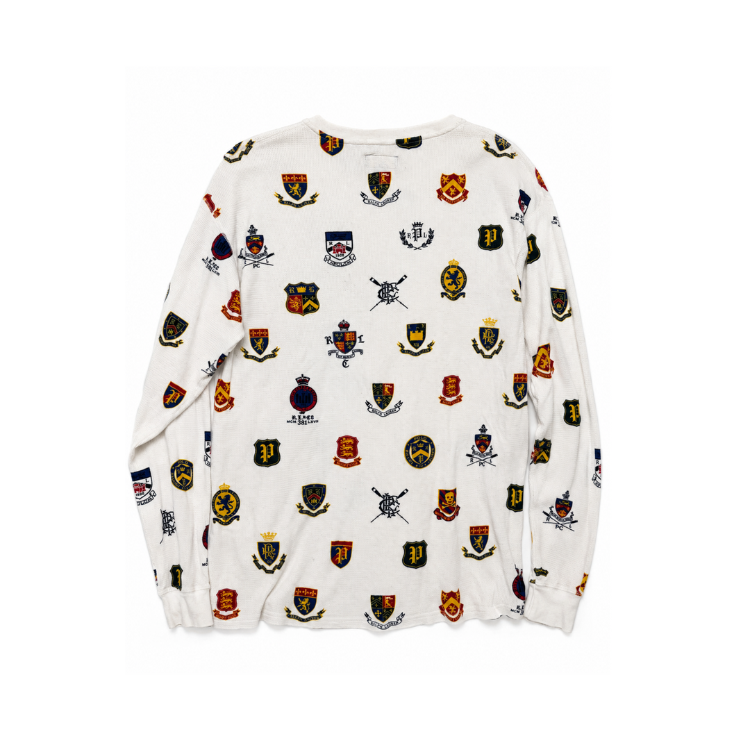 Ralph Lauren Thermal Crest Pattern Waffle Long Sleeve Shirt