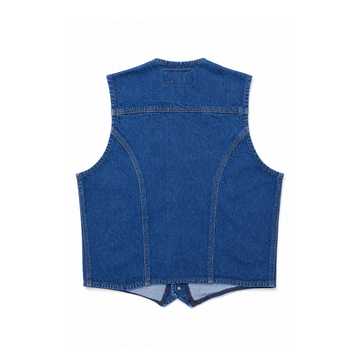 Wrangler Authentic Western Jacket Dark Blue Denim Button Vest